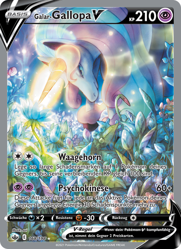 Galar-Gallopa V 168 — Chilling Reign (German Pokémon TCG card)