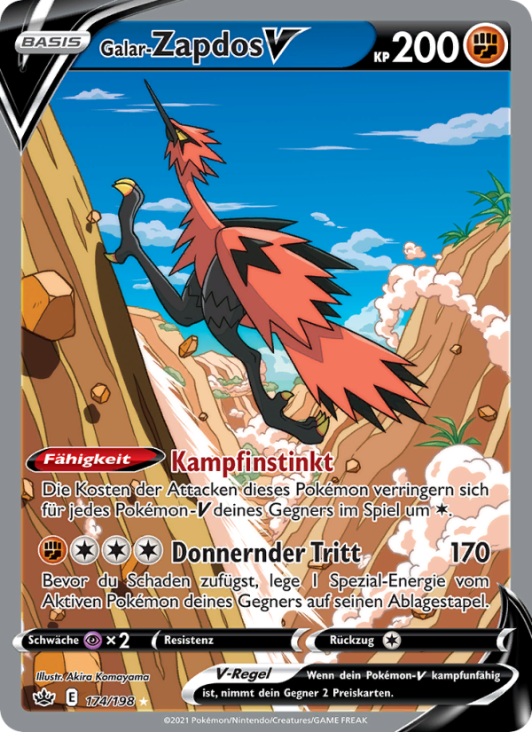 Galar-Zapdos V 174 — Chilling Reign (German Pokémon TCG card)