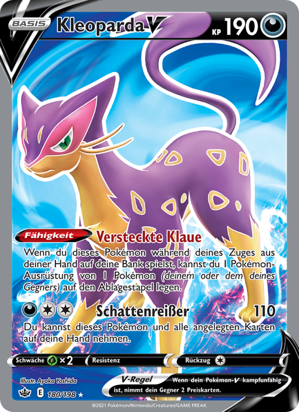 Kleoparda V 180 — Chilling Reign (German Pokémon TCG card)