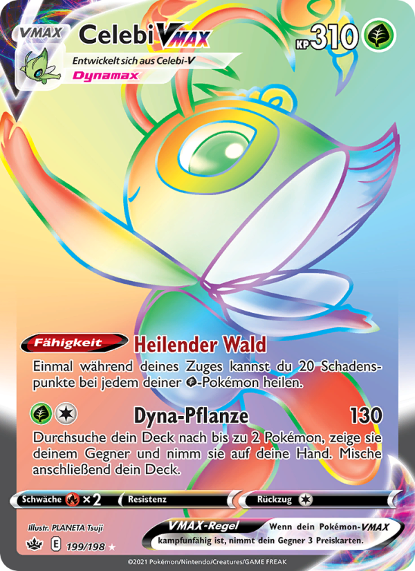 Celebi VMAX 199 — Chilling Reign (German Pokémon TCG card)
