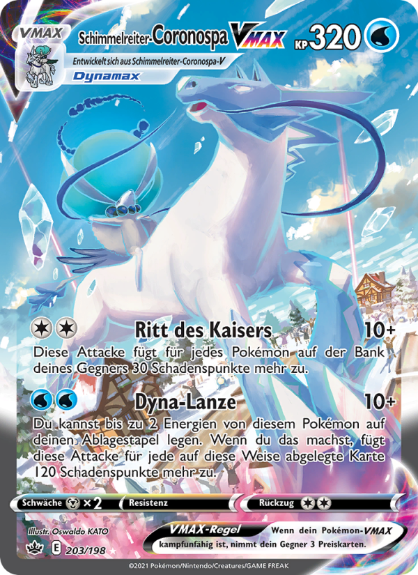 Schimmelreiter-Coronospa VMAX 203 — Chilling Reign (German Pokémon TCG card)