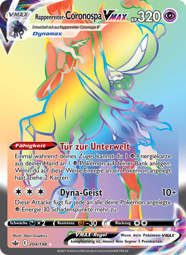 Rappenreiter-Coronospa VMAX 204 — Chilling Reign (German Pokémon TCG card)