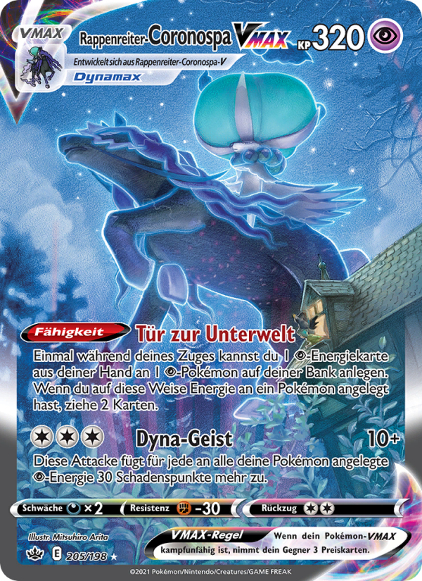 Rappenreiter-Coronospa VMAX 205 — Chilling Reign (German Pokémon TCG card)