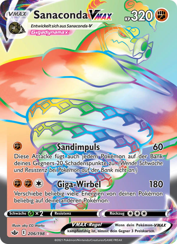 Sanaconda VMAX 206 — Chilling Reign (German Pokémon TCG card)