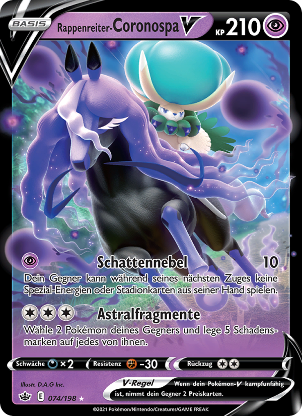 Rappenreiter-Coronospa V 74 — Chilling Reign (German Pokémon TCG card)