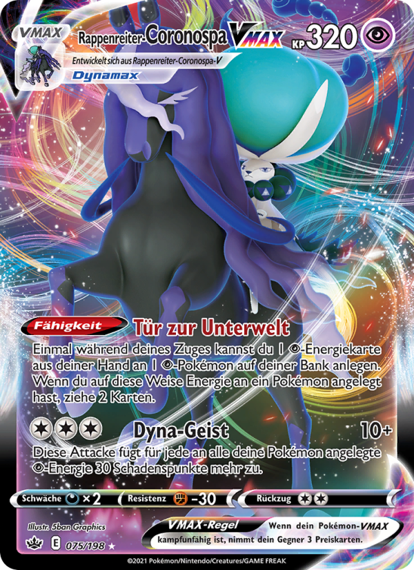 Rappenreiter-Coronospa VMAX 75 — Chilling Reign (German Pokémon TCG card)