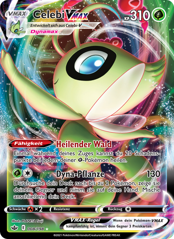 Celebi VMAX 8 — Chilling Reign (German Pokémon TCG card)
