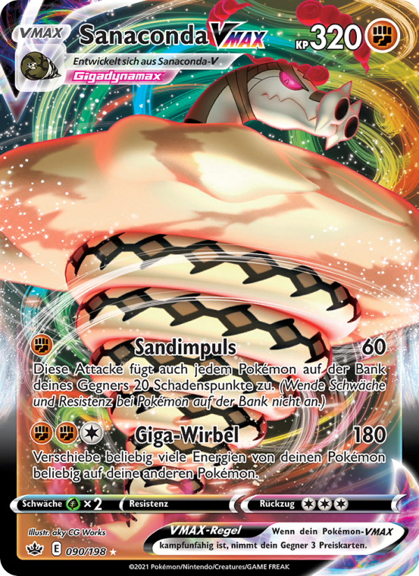 Sanaconda VMAX 90 — Chilling Reign (German Pokémon TCG card)