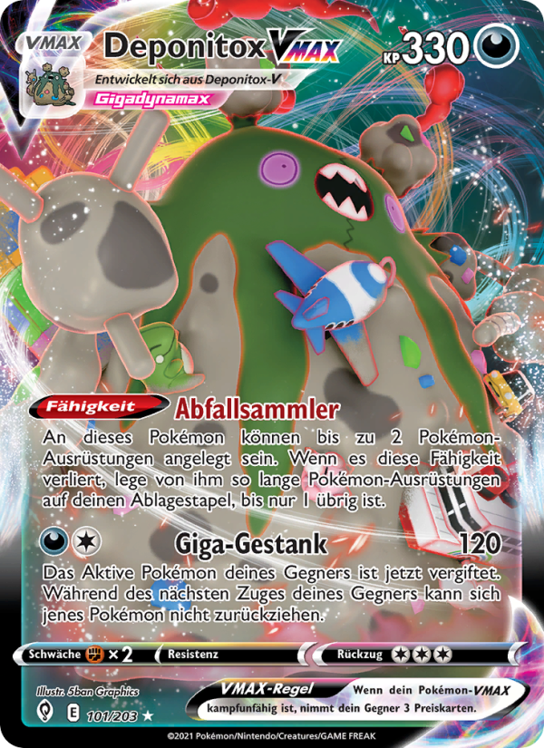 Deponitox VMAX 101 — Evolving Skies (German Pokémon TCG card)