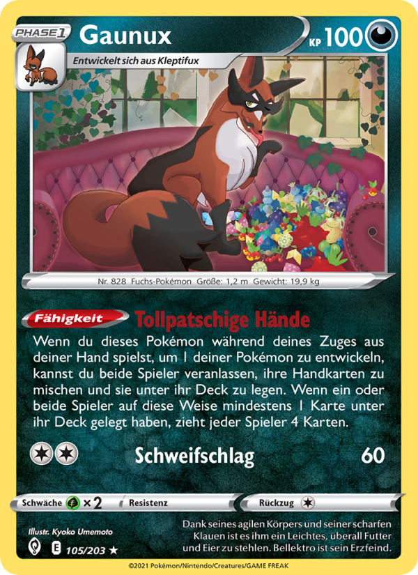 Gaunux 105 — Evolving Skies (German Pokémon TCG card)