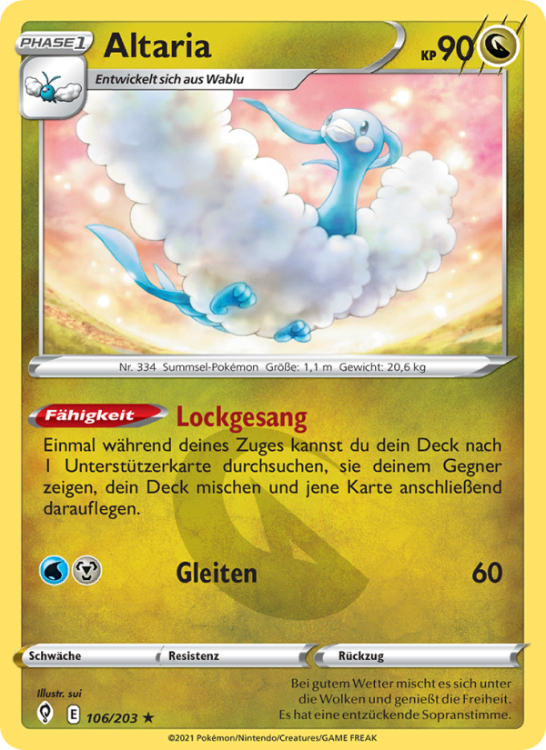 Altaria 106 — Evolving Skies (German Pokémon TCG card)