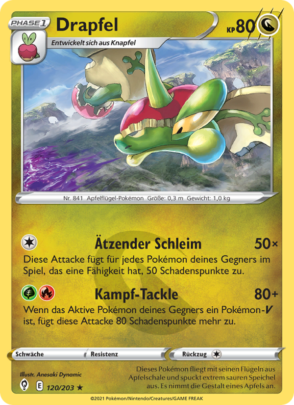 Drapfel 120 — Evolving Skies (German Pokémon TCG card)