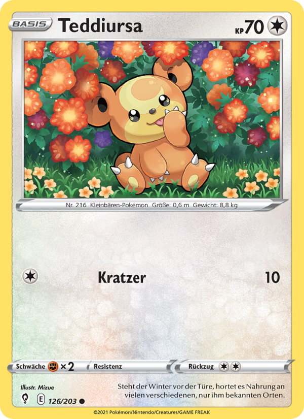 Teddiursa 126 — Evolving Skies (German Pokémon TCG card)