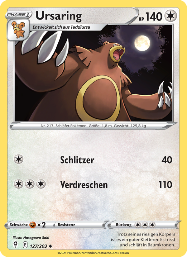 Ursaring 127 — Evolving Skies (German Pokémon TCG card)