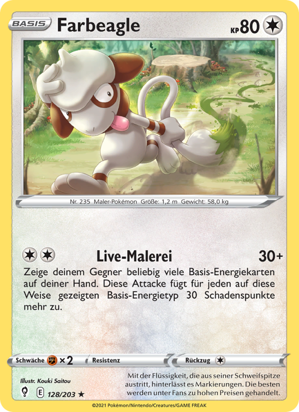 Farbeagle 128 — Evolving Skies (German Pokémon TCG card)