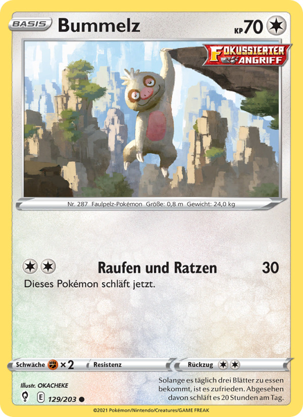 Bummelz 129 — Evolving Skies (German Pokémon TCG card)