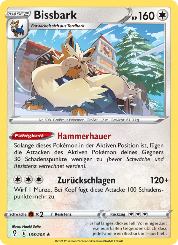 Bissbark 135 — Evolving Skies (German Pokémon TCG card)