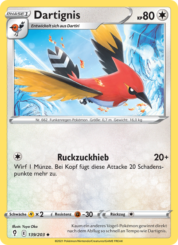 Dartignis 139 — Evolving Skies (German Pokémon TCG card)