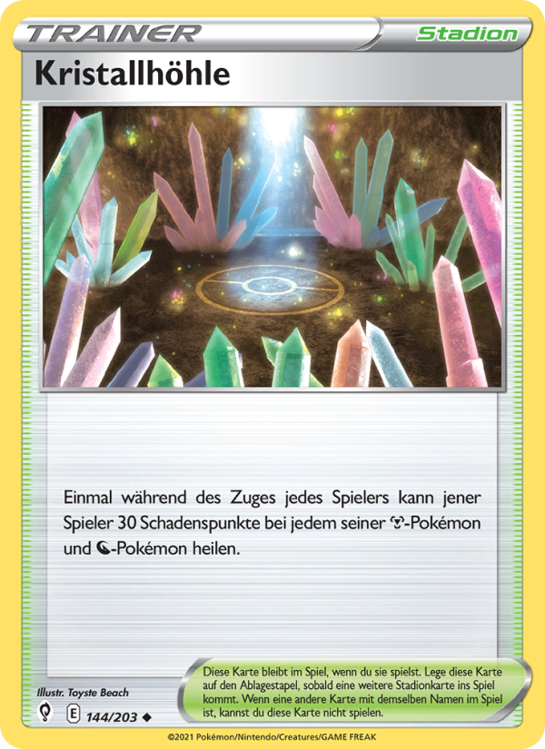 Kristallhöhle 144 — Evolving Skies (German Pokémon TCG card)