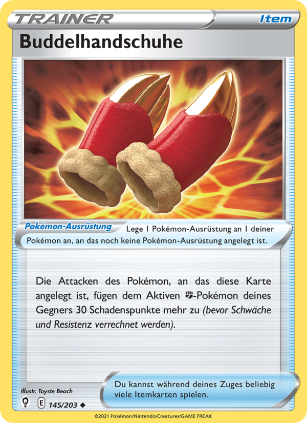 Buddelhandschuhe 145 — Evolving Skies (German Pokémon TCG card)