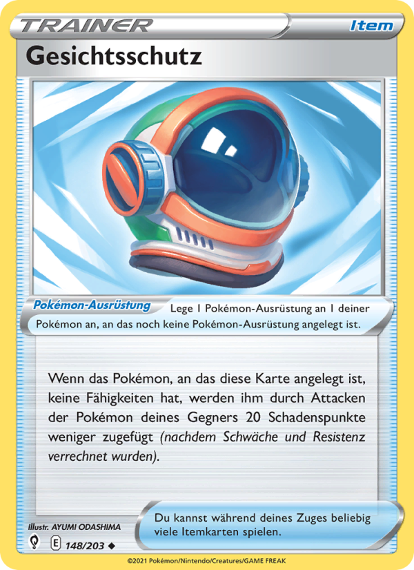 Gesichtsschutz 148 — Evolving Skies (German Pokémon TCG card)