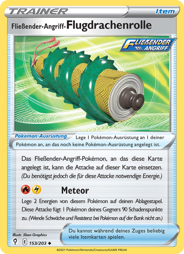 Fließender-Angriff-Flugdrachenrolle 153 — Evolving Skies (German Pokémon TCG card)