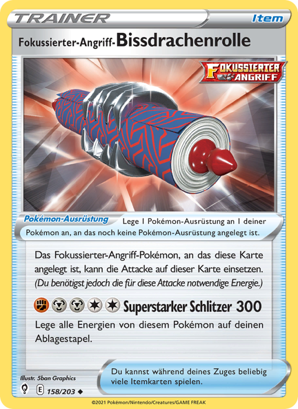 Fokussierter-Angriff-Bissdrachenrolle 158 — Evolving Skies (German Pokémon TCG card)