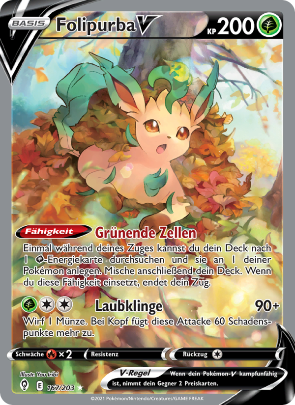 Folipurba V 167 — Evolving Skies (German Pokémon TCG card)