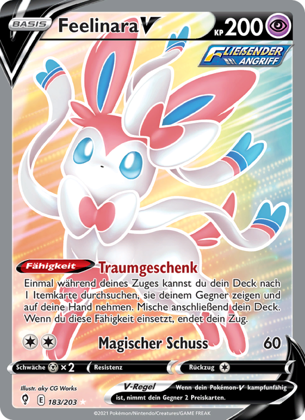Feelinara V 183 — Evolving Skies (German Pokémon TCG card)