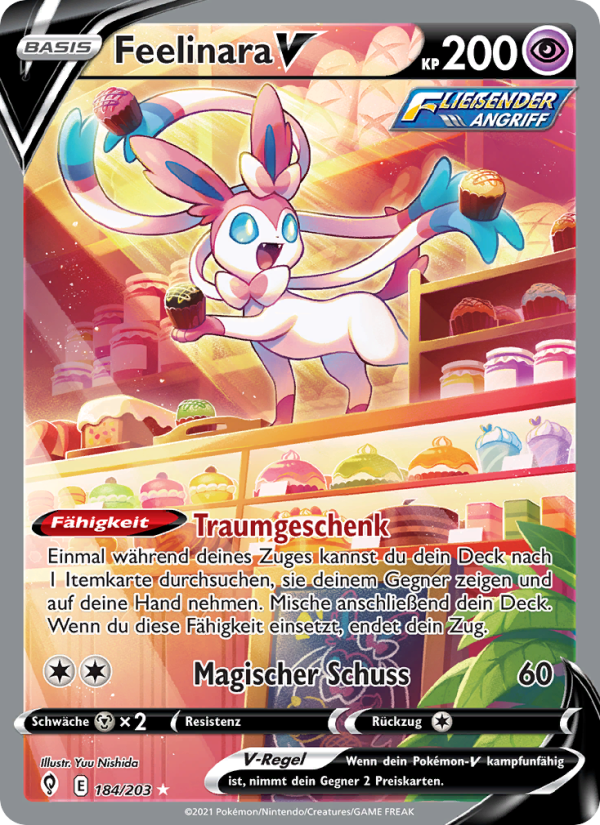 Feelinara V 184 — Evolving Skies (German Pokémon TCG card)