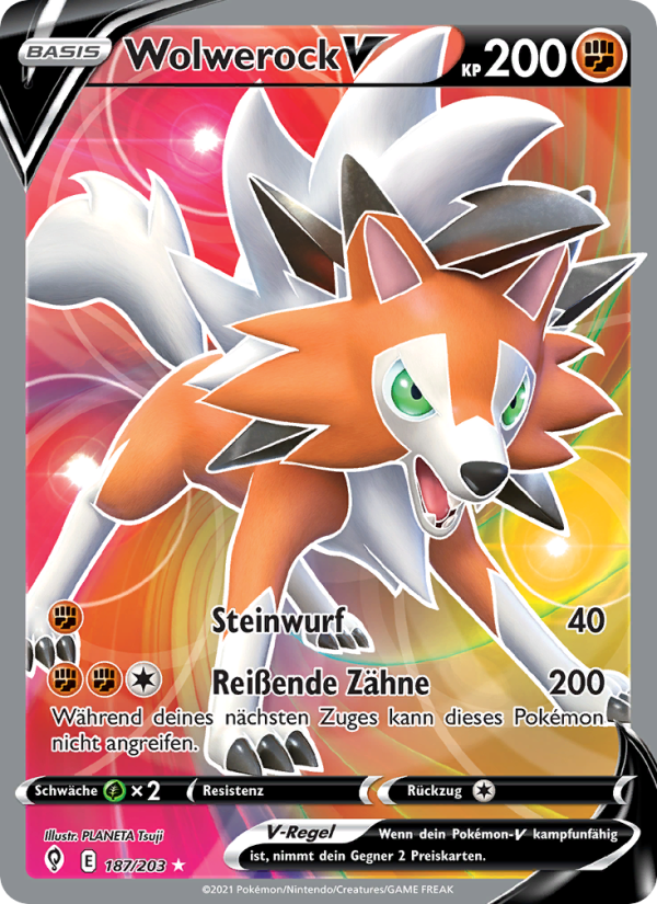 Wolwerock V 187 — Evolving Skies (German Pokémon TCG card)