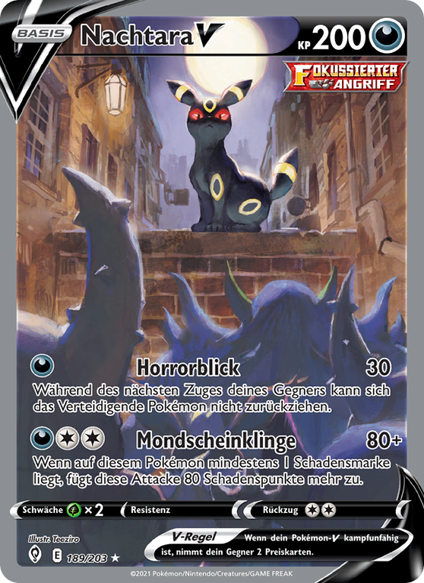 Nachtara V 189 — Evolving Skies (German Pokémon TCG card)