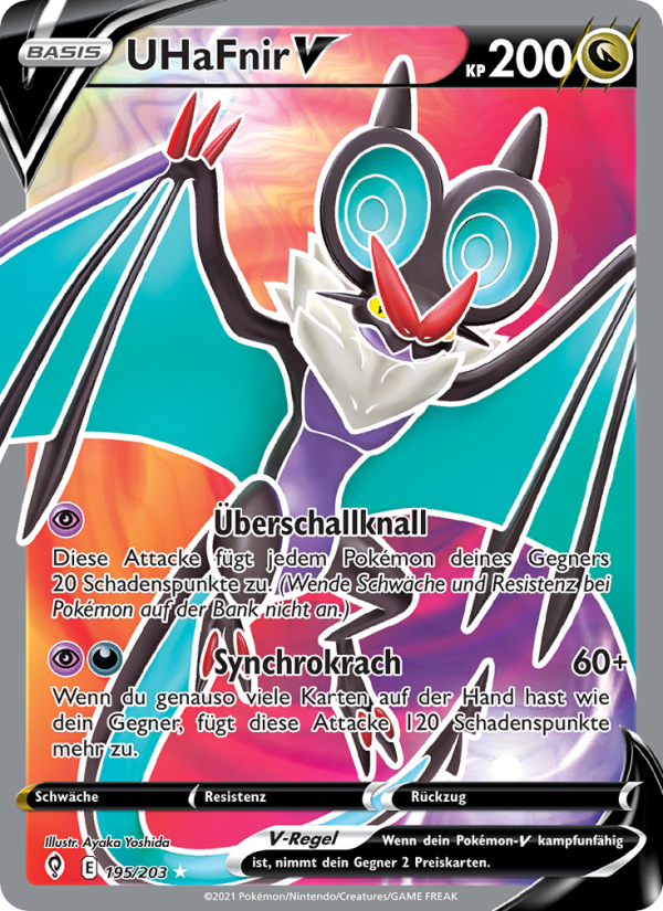 UHaFnir V 195 — Evolving Skies (German Pokémon TCG card)