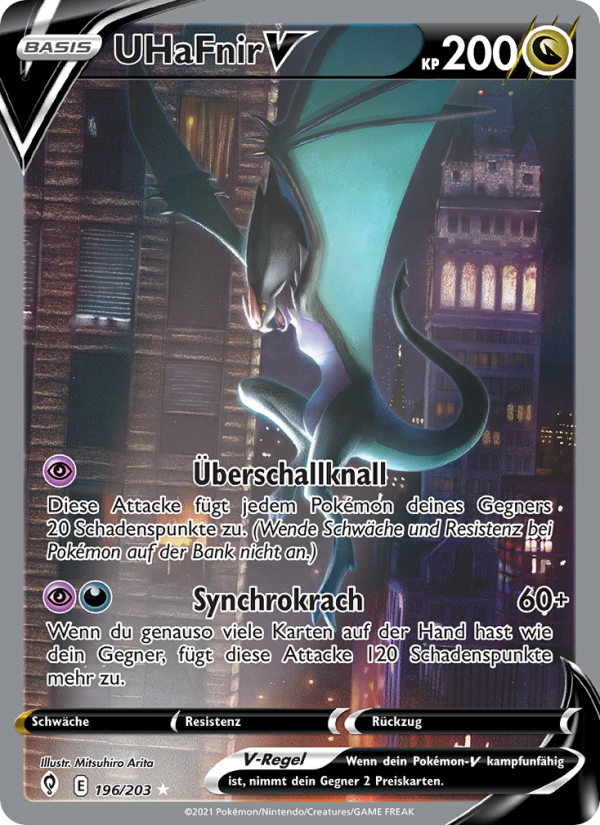 UHaFnir V 196 — Evolving Skies (German Pokémon TCG card)
