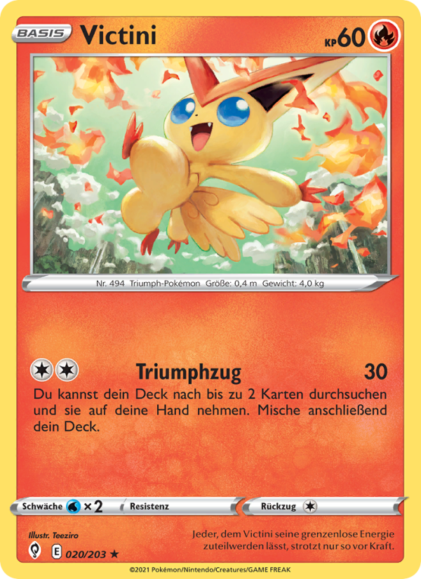Victini 20 — Evolving Skies (German Pokémon TCG card)