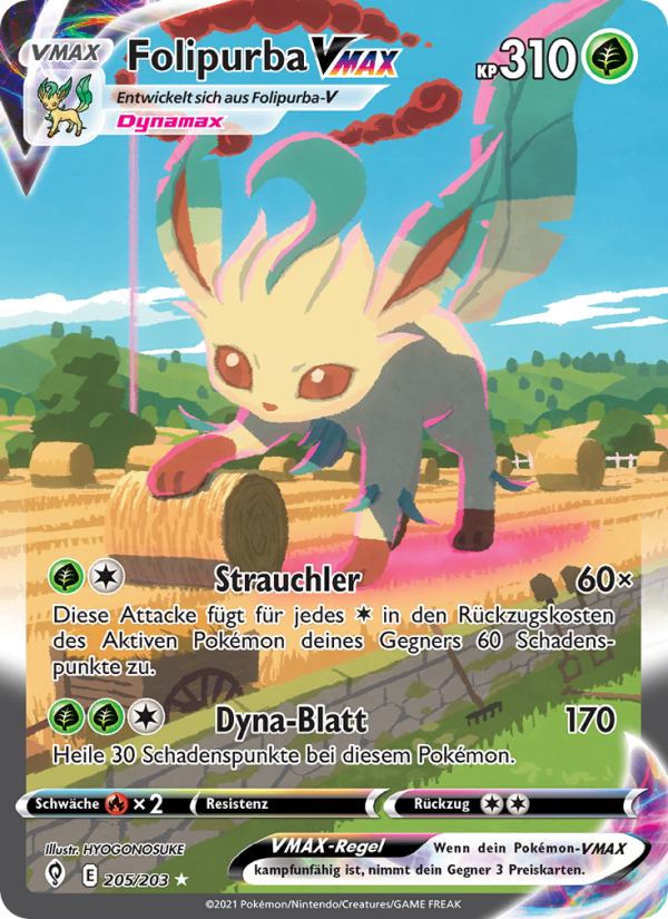 Folipurba VMAX 205 — Evolving Skies (German Pokémon TCG card)