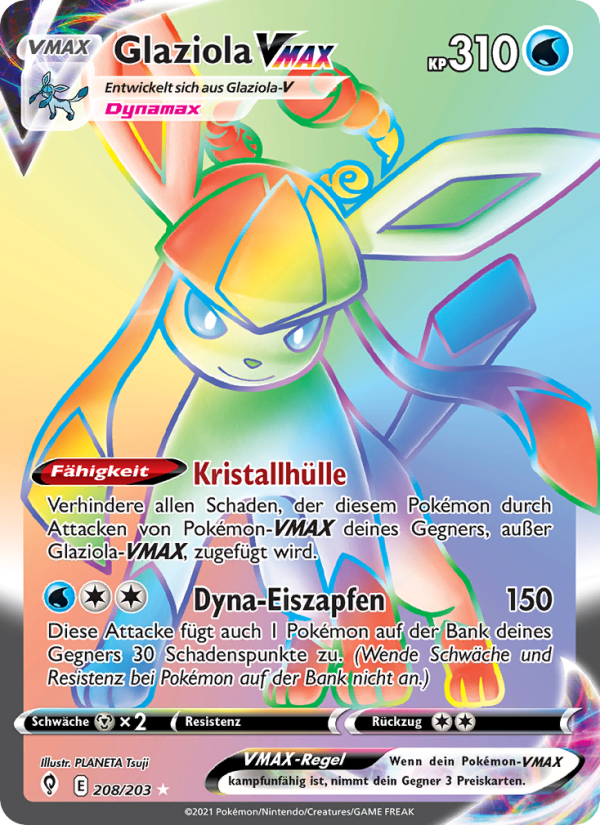 Glaziola VMAX 208 — Evolving Skies (German Pokémon TCG card)