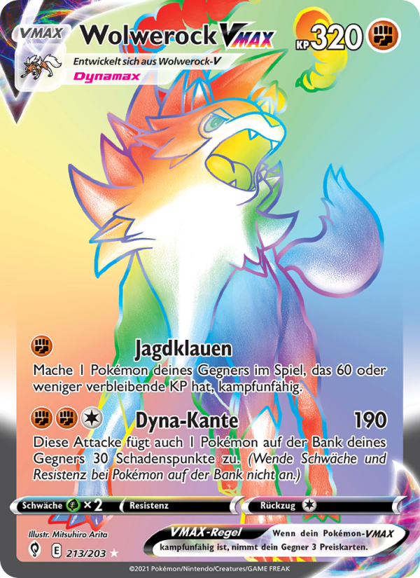 Wolwerock VMAX 213 — Evolving Skies (German Pokémon TCG card)