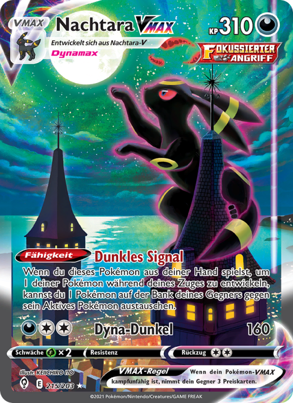 Nachtara VMAX 215 — Evolving Skies (German Pokémon TCG card)
