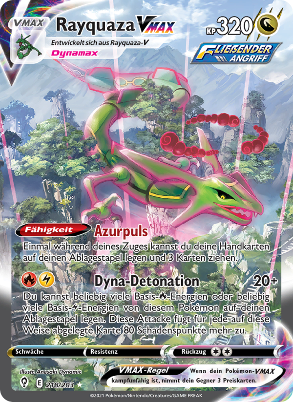Rayquaza VMAX 218 — Evolving Skies (German Pokémon TCG card)