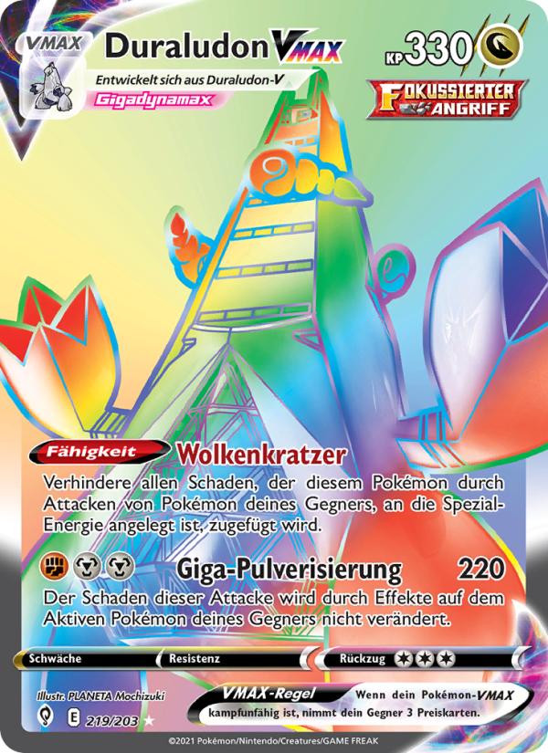 Duraludon VMAX 219 — Evolving Skies (German Pokémon TCG card)