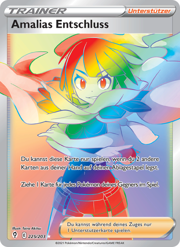 Amalias Entschluss 225 — Evolving Skies (German Pokémon TCG card)