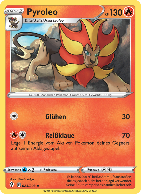 Pyroleo 23 — Evolving Skies (German Pokémon TCG card)