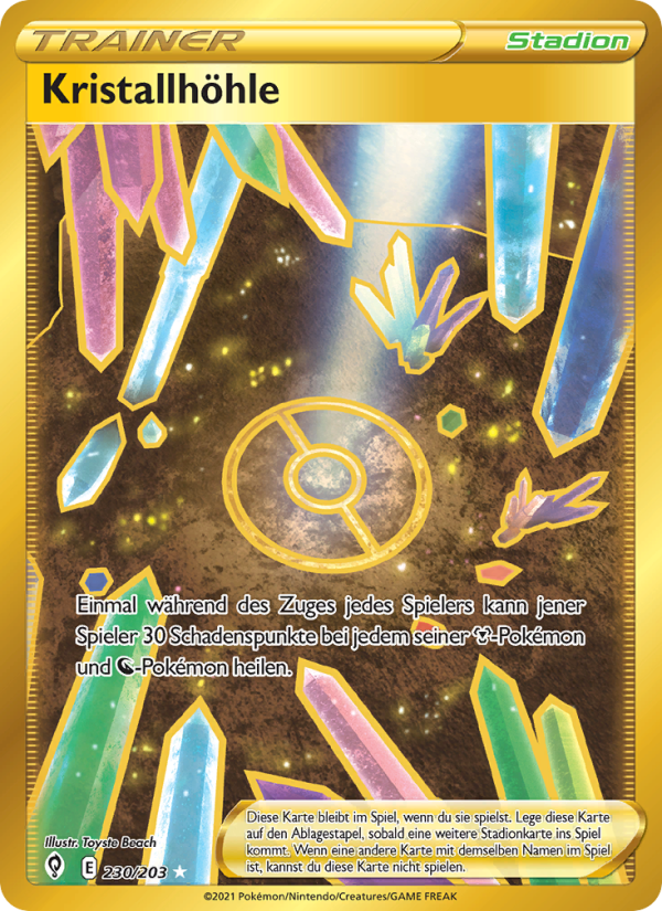 Kristallhöhle 230 — Evolving Skies (German Pokémon TCG card)