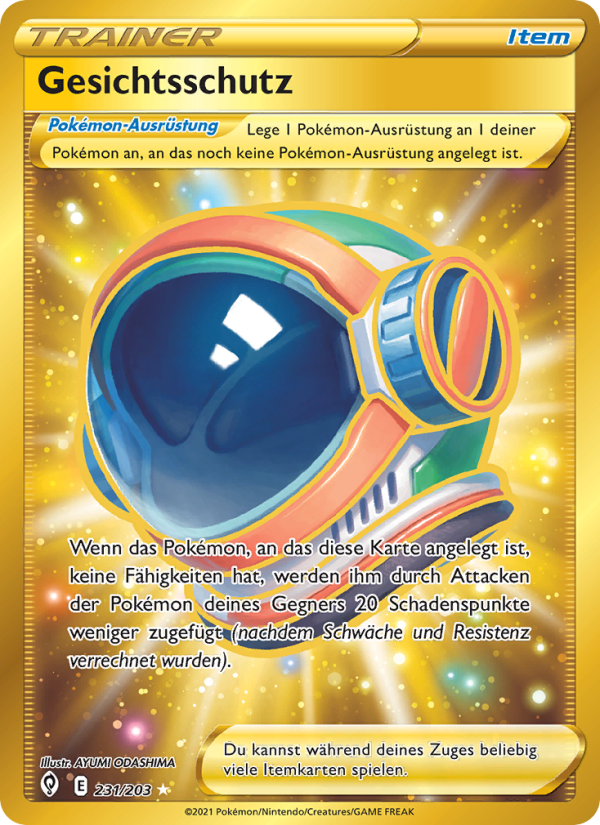 Gesichtsschutz 231 — Evolving Skies (German Pokémon TCG card)