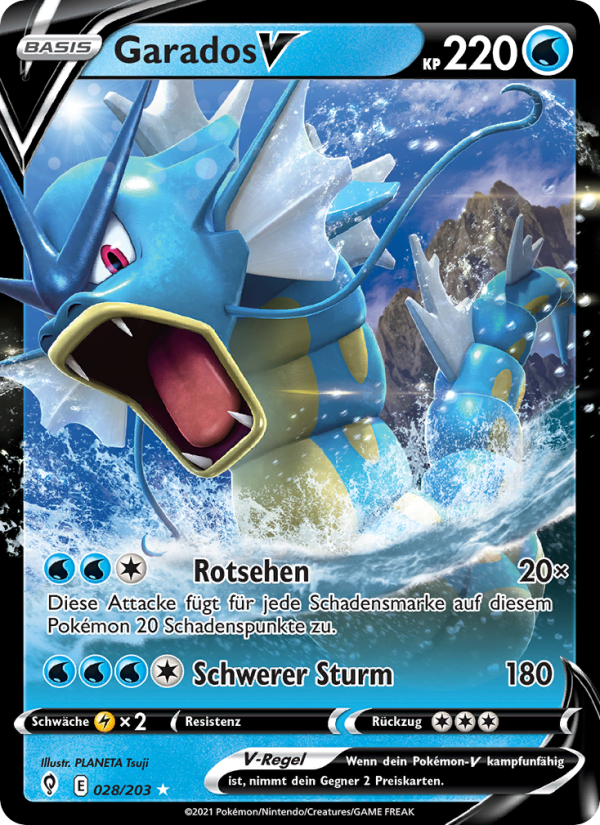Garados V 28 — Evolving Skies (German Pokémon TCG card)
