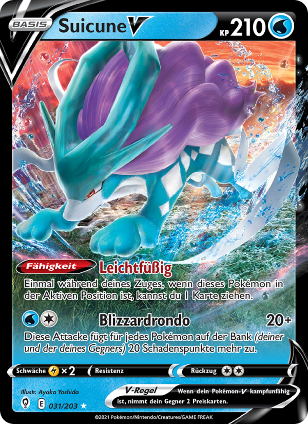 Suicune V 31 — Evolving Skies (German Pokémon TCG card)