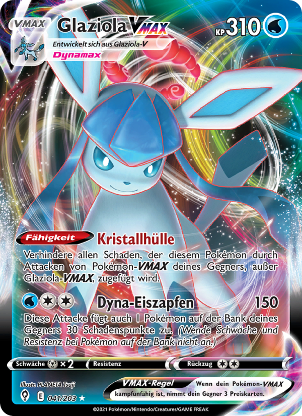 Glaziola VMAX 41 — Evolving Skies (German Pokémon TCG card)