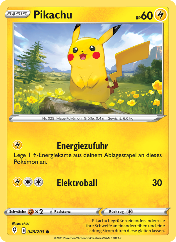 Pikachu 49 — Evolving Skies (German Pokémon TCG card)