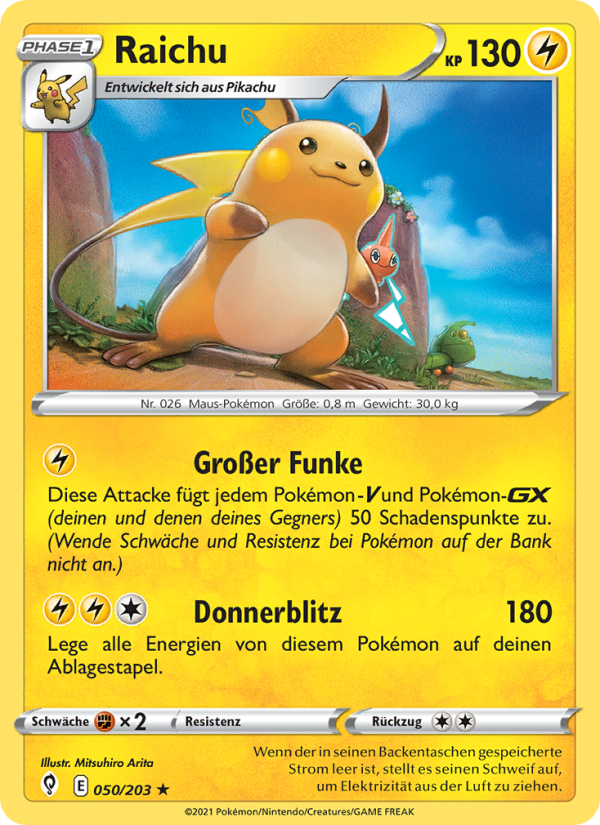 Raichu 50 — Evolving Skies (German Pokémon TCG card)